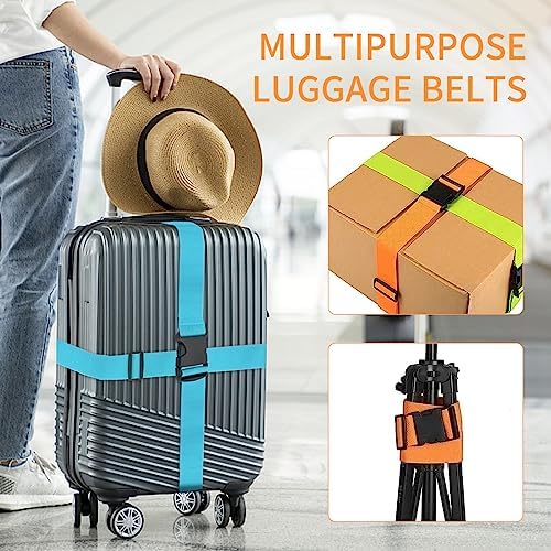 BILIONE 4 Pcs Luggage Straps for Suitcases, Heavy Duty, Adjustable, Premium Accessory for Travel Bag Closure (Rainbow, Orange, Blue) - Image 3