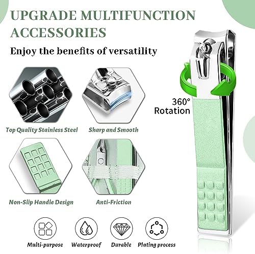 Nail Clipper Manicure Set, Manicure Pedicure Kit Professional, Travel Manicure Set for Women Men, Manicure & Pedicure Tools & Accessories, Nail Care Tool with Green Leather Travel Bag, Set 12 in 1 - Image 6