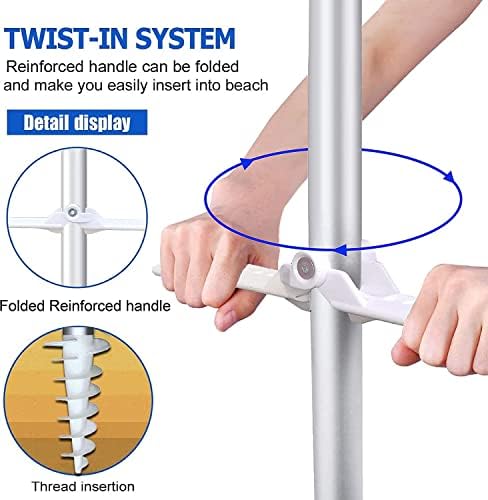AMMSUN 6.5ft Twice Folded Portable Beach Umbrella with Sand Anchor Windproof,Push Button Tilt and Air Vent UV 50+ Protection Fits in a Large Suitcase for Patio Garden Beach Pool Backyard Blue - Image 5