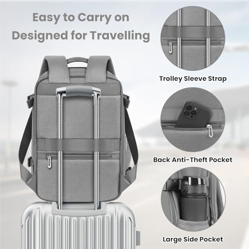 Cabin Bags 40×20×25 for Ryanair Underseat Carry-ons Travel Backpack Hand Luggage Bag Cabin Size 20L Flight Rucksack Casual Daypack School Office Backpack Fit 14 Inch Laptop-Grey - Image 5