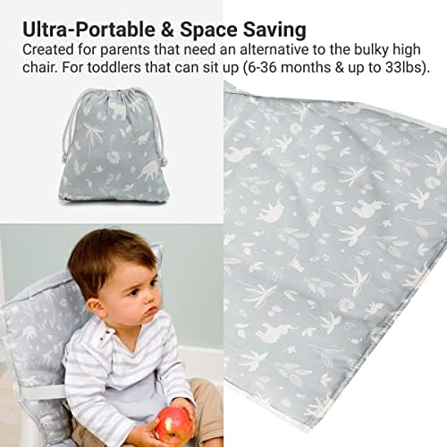 BabyToLove Pocket Seat | Portable High Chair | Lightweight On The Go and Easy to Carry | Travel Must Have | Green Tropic - Image 3