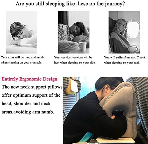 Inflatable Travel Pillow 3rd Generation Neck and Head Support Pillow, Travel Pillow for Sleeping on Office Train Car Airplane (Grey) - Image 6