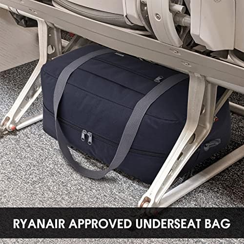 Small Cabin Bag 40x20x25 for Ryanair Airlines Underseat Travel Bag Water-Resistant Hand Luggage Bag Holdall Bag Weekend Overnight Bag for Women Men by WANDF (Dark Blue 20L with Should Strap) - Image 4