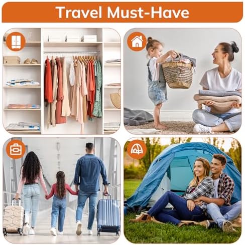 Vacuum Compression Storage Bags for Clothes - 12 Pack Reusable Space Saver Bags with Wireless Electric Air Pump for travel (3 Large + 3 Medium + 3 Small + 3 X-Small) - Image 7