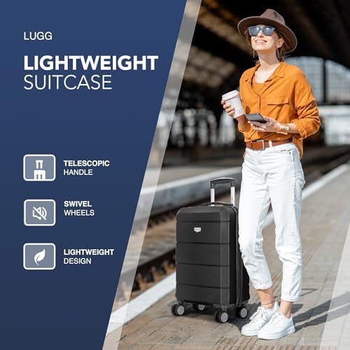 LUGG 20 Inch Jetset Lightweight Travel Carry On Suitcase, ABS, Water Resistant & TSA Lock - Easyjet Overhead (55x35x23cm) - Image 3