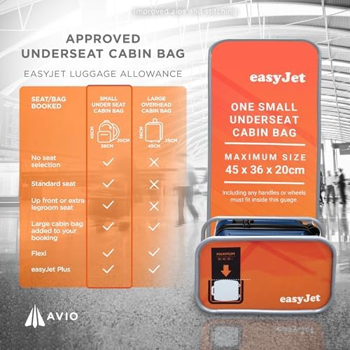 AVIO Jett Cabin Suitcase 45x36x20cm - Lightweight Double-Wheel Luggage Bag, 2 Internal Pockets, Telescopic Handle w/ 3 Heights, Durable ABS Hard Shell - Approved by Most Airlines - Image 8