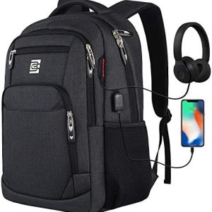 marcello Laptop Backpack with USB Charging&Headphone Port,Anti-Theft Business Backpack with Breathable Padded Shoulder Strap,Water Resistant Computer Rucksack for School/Work/Travel