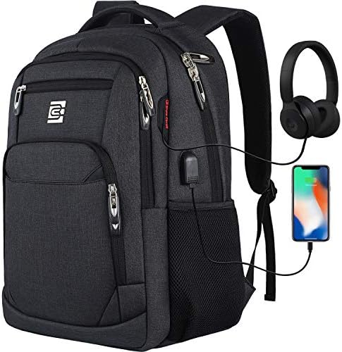 marcello Laptop Backpack with USB Charging&Headphone Port,Anti-Theft Business Backpack with Breathable Padded Shoulder Strap,Water Resistant Computer Rucksack for School/Work/Travel