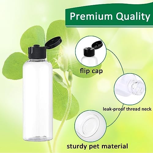 6PCS 100ML Plastic Travel Bottles with Flip Cap Empty Squeeze Bottles Transparent Refillable Travel Container with 1 Funnel & 6 Label TSA Approved for Liquid Lotion Toiletries Cosmetic - Image 3