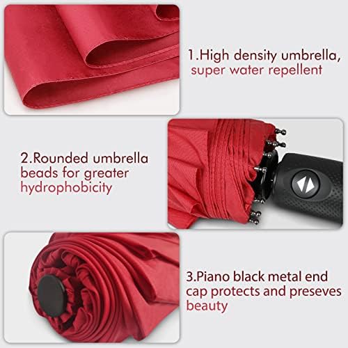 NINEMAX Compact Umbrella Windproof Strong,Travel Small Folding Umbrella Automatic Double Canopy for Women Men - Image 3