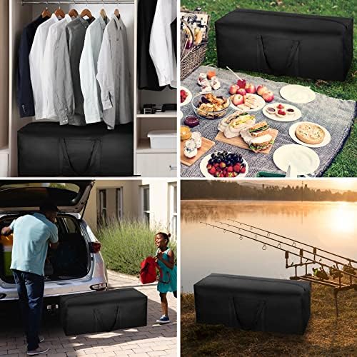 3 Pack 100L Capacity Travel Duffle Bag, Large Holdall Folding Heavy Duty 600D Oxford Fabric Long Storage Luggage Bags with Zips for Moving Camping (Black) - Image 7
