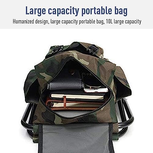 Fishing Stool Folding Camping Chair with Backpack Waterproof Portable Rucksack with Seat 100kg Max Load for Hiking Fishing Picnic Travel - Image 7