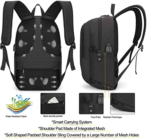 Tzowla Laptop Travel Backpack Mens Womens Water Resistant Anti-Theft Bag with USB Charging Port and Lock 15.6 Inch Computer Business Backpacks for School Work College Gift,Casual Daypack-Black - Image 5