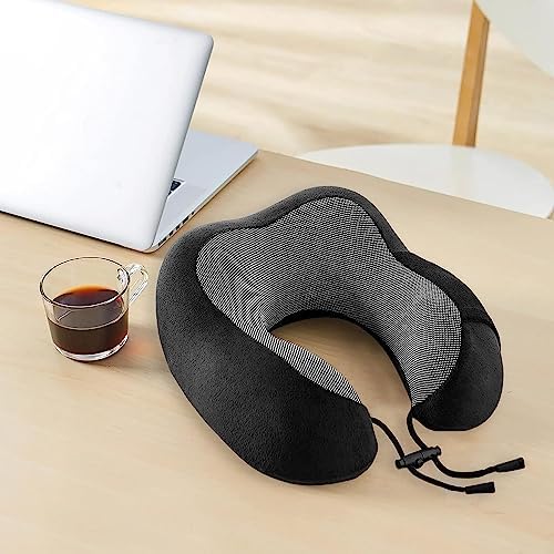 DAWNTREES 2 pack Travel Pillow Neck Support,Pure Memory Foam Neck Pillows for Travel Airplane, Business Trip with Luxury Bag, Travel Kit with 3D Contoured Eye Masks, Earplugs.…… - Image 8