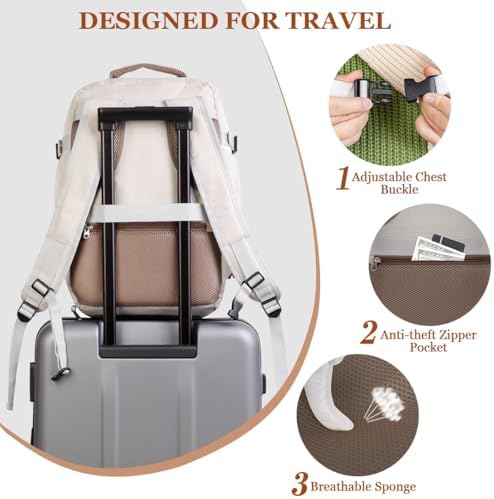 Travel Backpack Cabin Size Womens Laptop Backpack Mens for Ryanair Cabin Bags Casual Daypack for Hiking,Work,Carry On Bag for Wizz Air, for Easyjet, for 15.6 Inch Laptop - Image 5