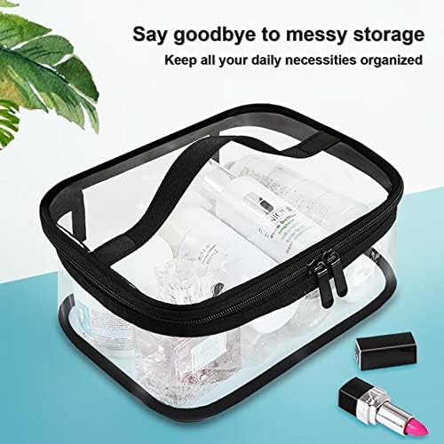 Clear Toiletry Bag, Kememo 2PCS Portable Makeup Bag Transparent Cosmetic Bag with Handle Zipper Waterproof Travel Storage Pouch - Image 4