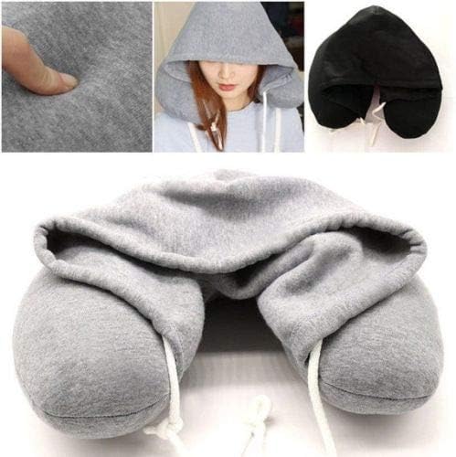 Globe Trek Soft Comfortable Hooded Neck Travel Pillow U Shape Airplane Neck Support Cushion with Hoodie - Image 6