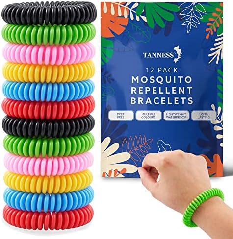 12 Pack Mosquito Repellent Bracelet | Non-Toxic Deet-Free Outdoor Bug Mosquito Bands | Insect Repellent, Waterproof Insect Repellent Bands Travel Essentials for Kids & Adults
