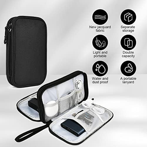 External Hard Drive Case, Universal Cable Organiser With Inner Compartments and Mesh Pockets, Portable Electronics Accessories Bag, Black Travel Carrying Case (L) - Image 3