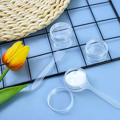 6Pcs Travel Bottles Pots Sample Pots Mini Travel Pots for Toiletries 10ml 20ml Small Clear Travel Containers Jars Leakproof Round Empty Plastic Cosmetic Jars with Lids Spatulas for Cream Makeup - Image 3