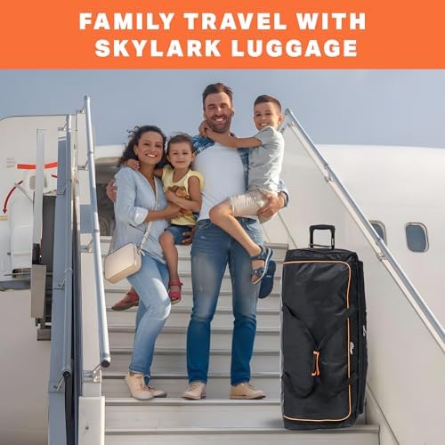 Skylark 32" Large Suitcase Lightweight Wheeled Duffle Bag Holdall Luggage Travel Bag 2.8kg 120L Black - Image 8