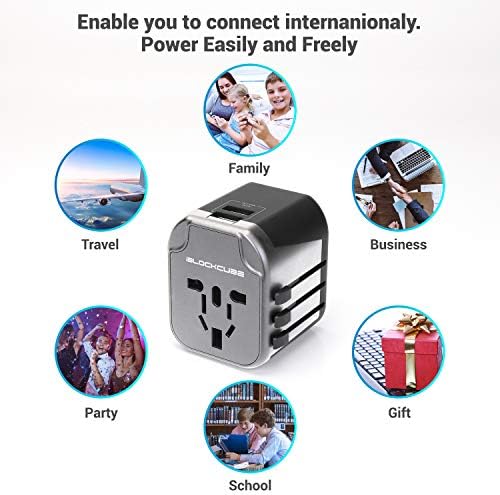 Worldwide Travel Plug Adapter with 2 USB 2.4A Charging Ports | International Universal AC Socket, Dual Safety Fuse, Chip Protector for US UK EU AU Mobile Phone Tablet Laptop Gadget (Grey) - Image 5