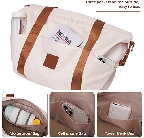 COOLIFE Travel Duffel Bag, Weekend Bag with Trolley Sleeve, Cabin Bag 40x20x25 for Ryanair Airlines, Dry & Wet Seperated Sports Gym Bag Carry On Bag Sports Bag (White, 2 Piece Set) - Image 7