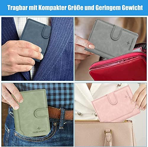 Passport Holder Cover, Leather RFID Travel Wallet Case Organiser with RFID Blocker, Passport Cover for Passport, Business Cards, Credit Cards, Boarding Passes (Blue) - Image 7