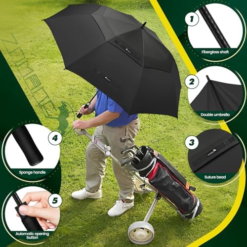 ZOMAKE Large Golf Umbrella 62/68 Inch - XL/XXL Windproof Strong Double Canopy Vented Golf Umbrellas,Automatic Open with EVA Grip,Umbrella Golf Windproof and Rainproof for Women Men - Image 6