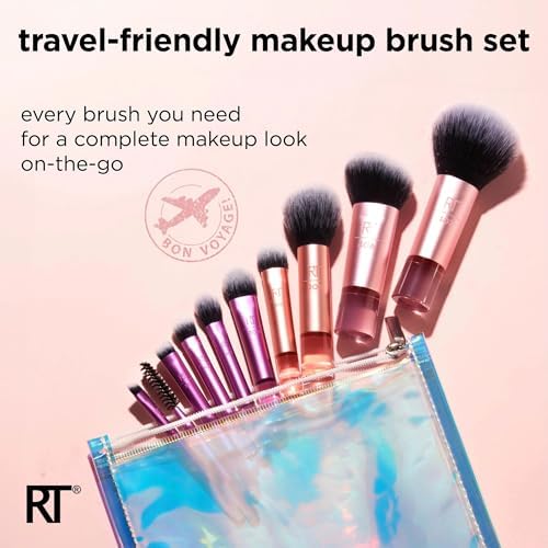 Real Techniques Travel Fantasy Mini Brush Kit, Makeup Brushes For Eyeshadow, Highlight, Contour, Powder, and Concealer, Travel-Sized Brushes and Cosmetic Bag, Synthetic Bristles, 11 Piece Set - Image 4