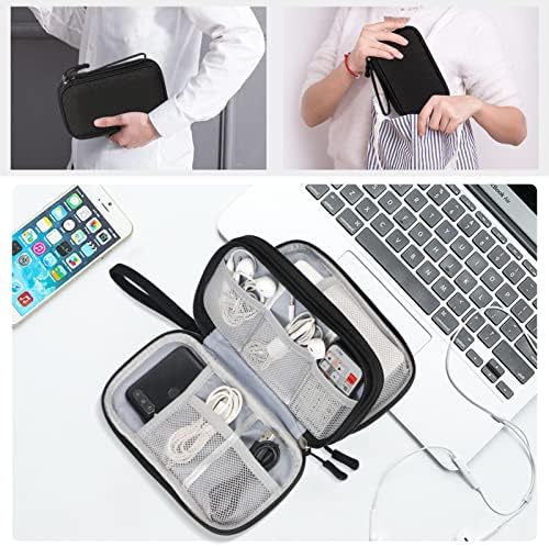 Simpolor Cable Organiser Bag, Double-Layer Electronics Accessories Bag Organiser for Cables, Universal Carry Travel Gadget Bag for Cables, Power Bank, USB Drive, Charger Hard Disk - Black - Image 7