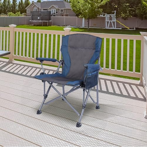 REDCAMP Oversized Folding Camping Chair for Heavy People 200kg, Deluxe Large Heavy Duty Garden Chair for Adults Outdoor Travel Picnic Fishing, Blue - Image 2