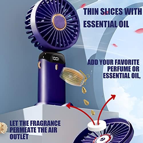 Jsdoin Hand Held Fan,Portable Handheld USB Rechargeable Fans with 5 Speeds,Battery Operated Mini Fan Foldable Desk Desktop Fans with LED Display for Home Office Bedroom Outdoor Travel (DarkBlue) - Image 3