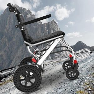 12 Inch Ultra Lightweight Wheelchairs for Adults,Wheelchairs Folding Lightweight with Handbrake and Swing-Away Footrest,45cm Widened Seat Travel Wheelchair with Storage Bag,No Assembly Required
