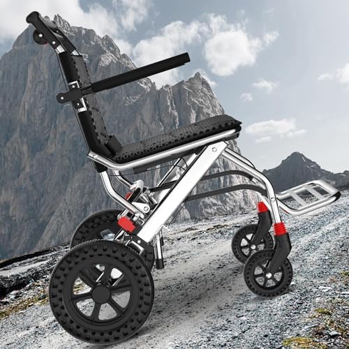12 Inch Ultra Lightweight Wheelchairs for Adults,Wheelchairs Folding Lightweight with Handbrake and Swing-Away Footrest,45cm Widened Seat Travel Wheelchair with Storage Bag,No Assembly Required