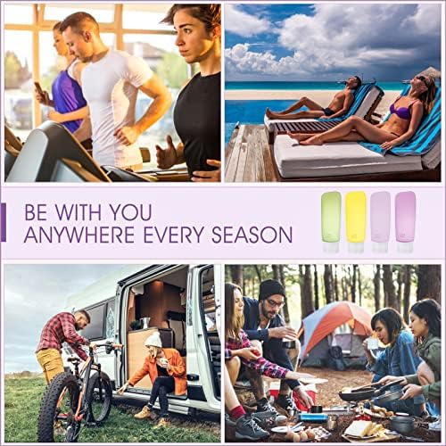 INSFIT Travel Bottles for Toiletries, 90ml Travel Containers for Toiletries Leakproof BPA Free CAA Approved Squeezable Silicone Tubes Travel Accessories with Labels Purple - Image 6