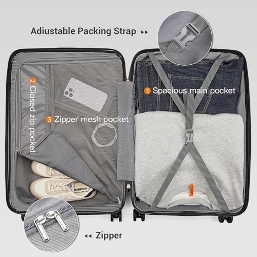 British traveller Hartschale Koffer Trolley PP Handgepäck Reisekoffer mit 4 Spinnerräder Rollkoffer TSA-Schloß Teleskopgriff Suitcase - Image 6