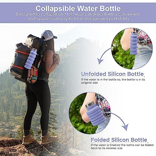 Collapsible Water Bottle Uk Brand Bpa Free Silicone Travel Essential Foldable Gym Bottle Leakproof Hiking Camping Accessories Cycling Bottle Yoga Bottle Kids 500ml - Image 7
