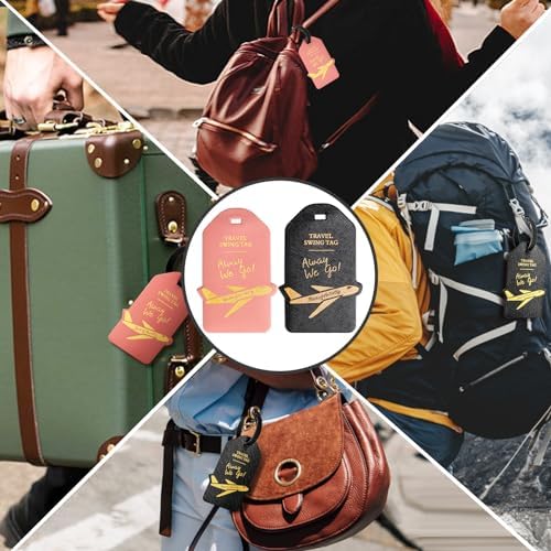 Alyvisun 2Pcs Luggage Tags, PU Suitcase Tags Baggage Labels Luggage Labels for Suitcases with Name ID Card, Suitcase Labels Travel Tags for Luggage Baggage Bags Business, Black and Rose - Image 5