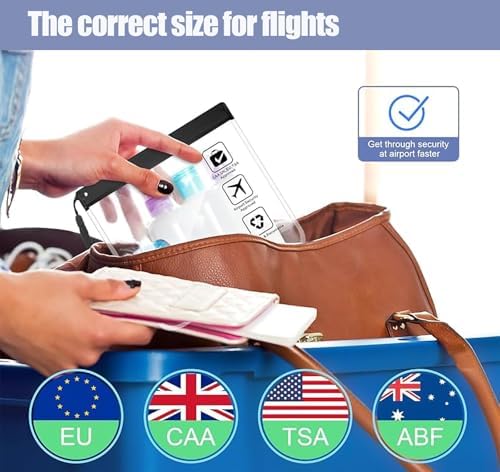 5PC Reusable Airport Security Liquids Bags 20X20cm TSA Approved Clear Travel Toiletries Bag,Hand Luggage Regulations Liquids Wash Bag Travel Accessorie Holiday Essentials for Women/Men - Image 7