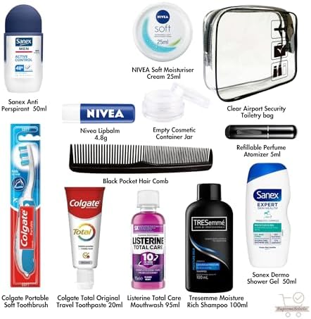 SupremeSelects Mens Travel Toiletries Set-Travel Essentials, Holiday Essentials for Vacation, Hospital Stay, Camping, Overnight Stay-Airport Security Approved, Travel Bottles for Toiletries - Image 2