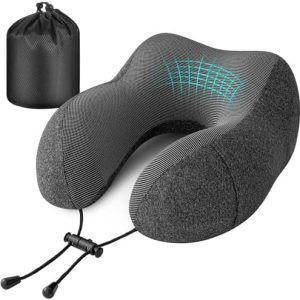 Travel Pillow for Airplane, Neck Pillow for Travel, Memory Foam Travel Neck Pillow for Adults, Soft & Lightweight Flight Pillow, Ergonomic Neck Cushion With Carry Bag