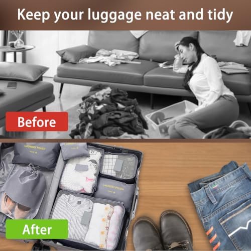 Packing Cubes for Suitcases, 8 pcs Packing Cubes Luggage Organiser Bags Travel Essentials Bags for Clothes Shoes Toiletries Travel Luggage Organizers Storage Bags - Image 6