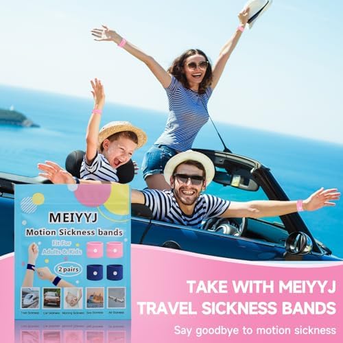Travel Sickness Bands Adult Motion Sickness Bands for Kids Cruise Travel Essentials Anti Sickness Wristbands for Pregnancy Women, 2 Pairs (Pink,Blue) - Image 7
