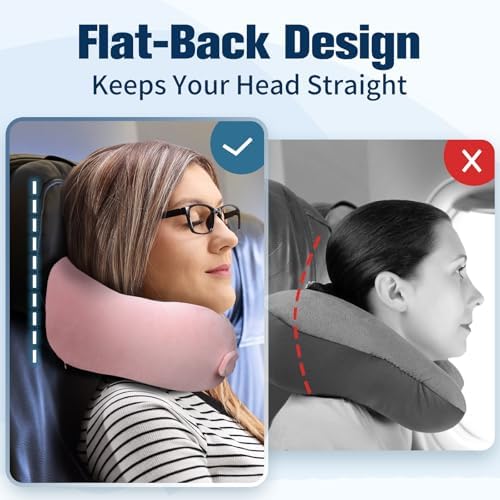 Travel Pillow for Airplane, Neck Pillow for Travel, Memory Foam Travel Neck Pillow for Adults, Adjustable & Compact Flight Pillow, Ergonomic Neck Cushion, With Ear Plugs, Eye Mask, Carry Bag - Image 4