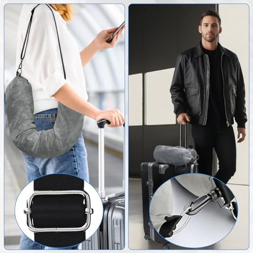 Stuffable Neck Pillow for Travel,Neck Pillow Stuffable with Clothes, Travel neck pillows With Adjustable Straps, Soft Neck Pillow Fillable Go Travel for Essentials Extra Luggage (1, Grey) - Image 4