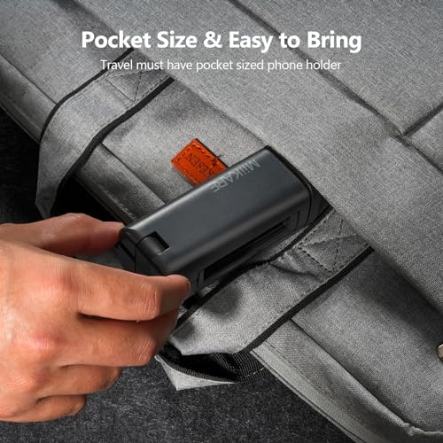 MiiKARE Phone Stand Universal Mount Phone Holder 360 Degree Rotating Adjustable Phone Clamp Compatible with iPhone Android Phones Portable Phone Mount for Airplane Trays Desk Bed Cabinet-Black - Image 9