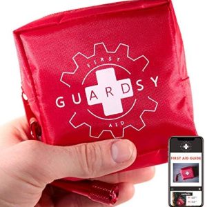 Guardsy Mini First Aid Kit | Compact Small Medical Emergency Survival Kit perfect for Car, Travel, Hiking, Camping, Outdoor, Cycling, Running, Home, Vehicle, Sports. With Digital First Aid Guide app