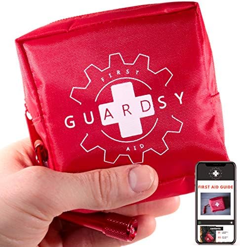 Guardsy Mini First Aid Kit | Compact Small Medical Emergency Survival Kit perfect for Car, Travel, Hiking, Camping, Outdoor, Cycling, Running, Home, Vehicle, Sports. With Digital First Aid Guide app