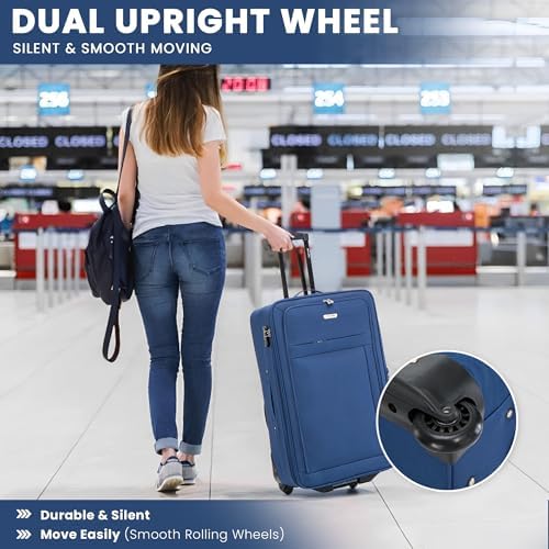 29" Large Suitcase Super Lightweight Luggage Combination Lock 20% Expandable 2 Wheel Soft Shell Check in Luggage for 23kg - Image 6